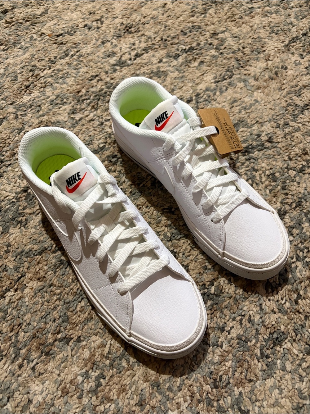 NWT Nike White Low-Top Sneakers with Lime and Red Accents